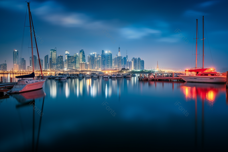 青岛海边船港码头城市夜景,高清,摄影图,摄影图片,图片大全,摄影图免费下载
